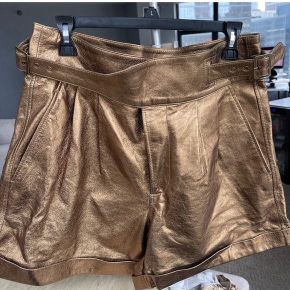 Brand new real leather gold metallic shorts!!! - Picture 3 of 4